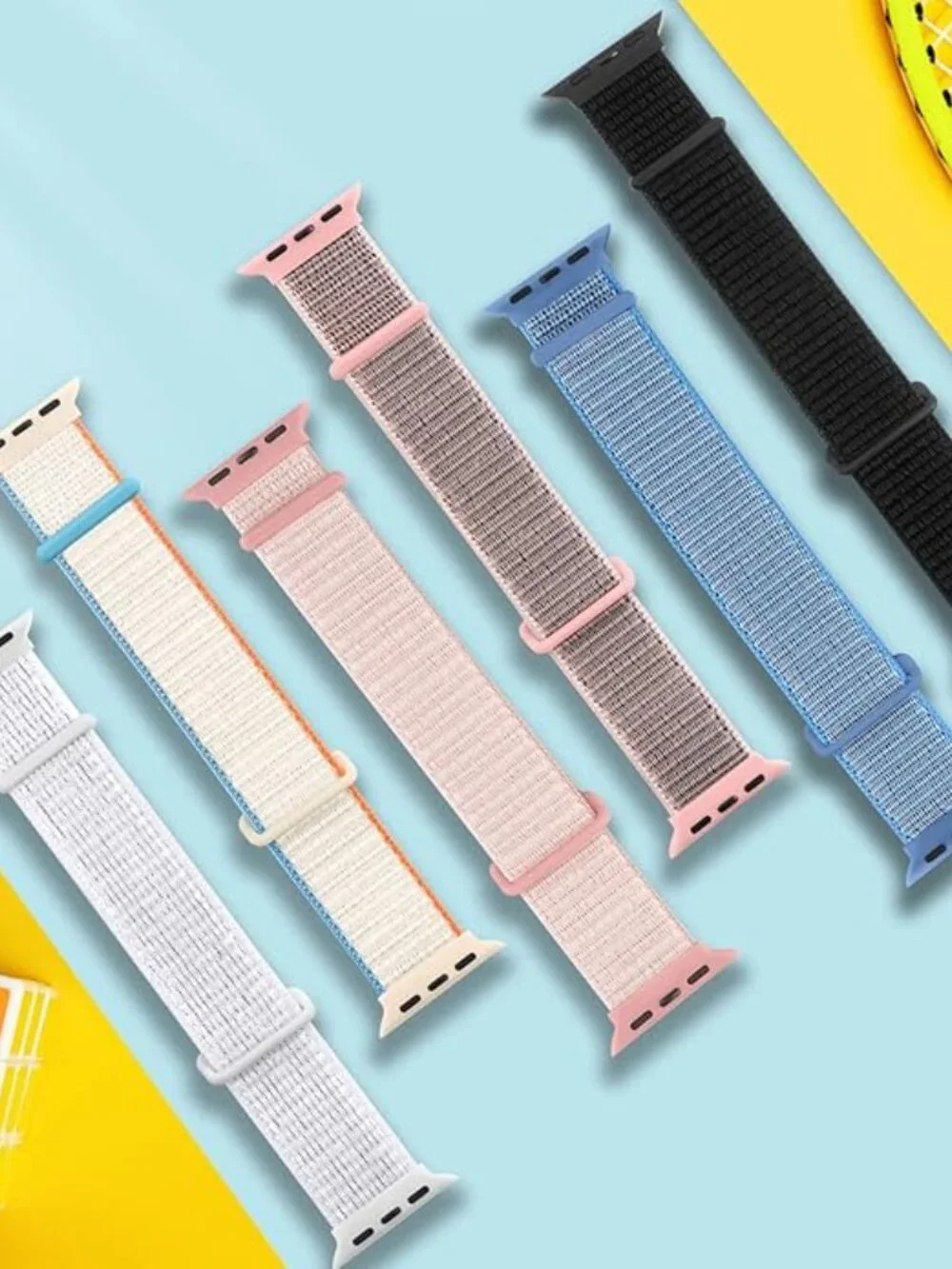6 WJK Stretchy Nylon Straps Compatible with Apple Watch Bands  - WATCH BAND ONLY